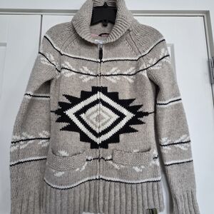 Triple Five Soul Beige and Black Cowl Neck Sweater